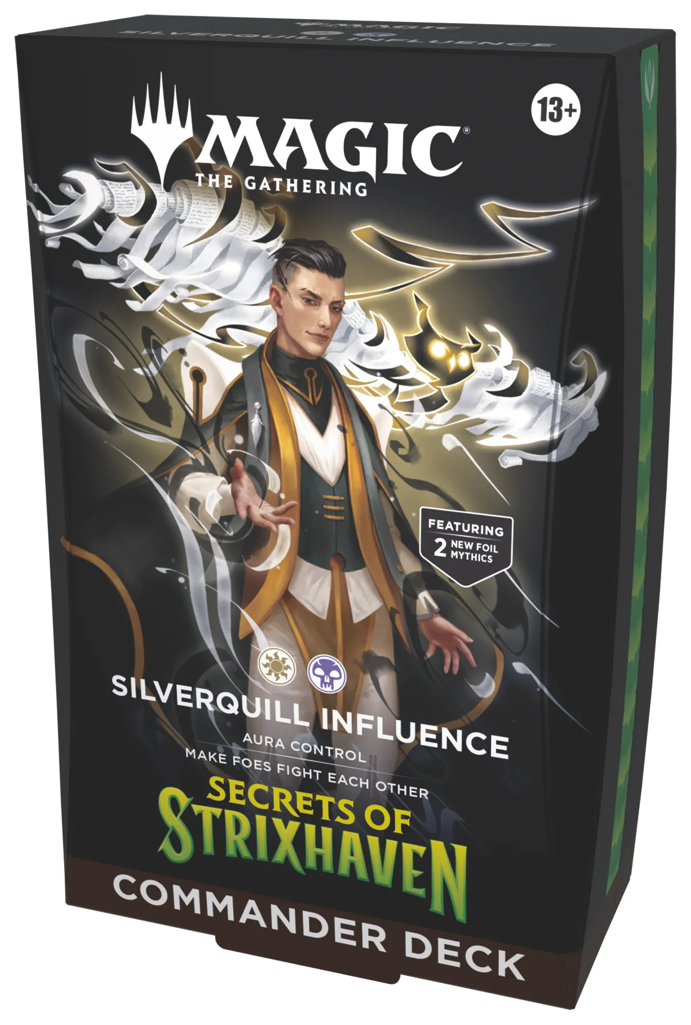 Presentación de Magic: The Gathering — Secrets of Strixhaven Commander Deck · Silverquill Influence · Inglés
