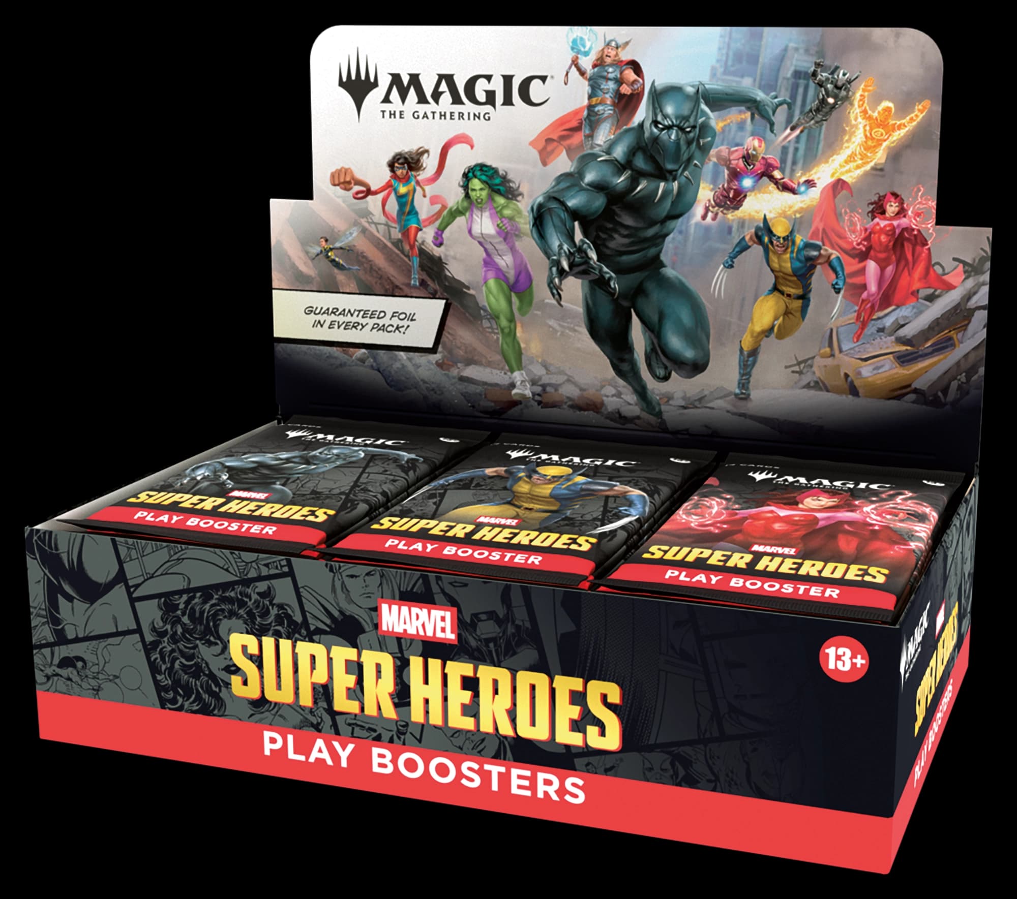 Presentación de Magic: The Gathering — Marvel Super Heroes Play Booster · Display cerrado · Inglés