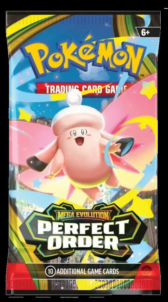 Presentación de Pokémon TCG: Mega Evolution — Perfect Order Booster · Sobre · Inglés